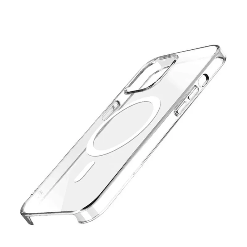 Original Transparent Hard PC Phone Case For Apple iPhone 15 14 13 12 Pro Max Mini Clear Crystal Magnetic Back Cover With Box