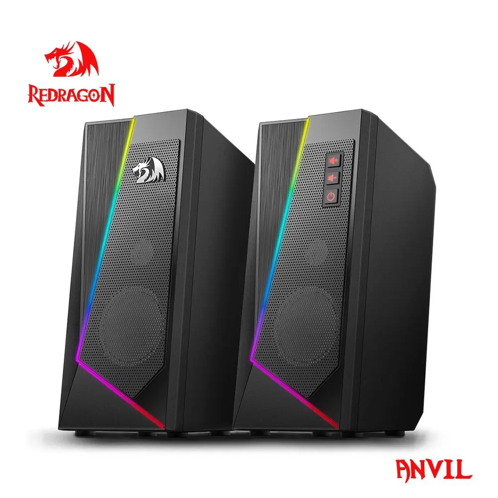 REDRAGON Anvil GS520 aux 3.5mm stereo surround music RGB speakers sound bar for computer 2.0 PC home notebook TV loudspeakers