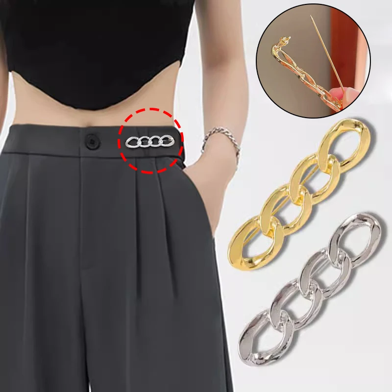 Simple Fashion Chain Pin Brooch for Women Waist Tighting Clip Safety Pin Brooch Sweater Cardigan Buckle Brooches Jewelry Gift