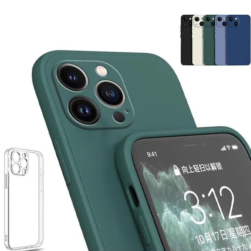 Soft Liquid Silicone Case For iPhone 13 12 14 15 11 Pro Max Mini Purple Green Grey White Red Blue Back Cover for iPhone 13 Case