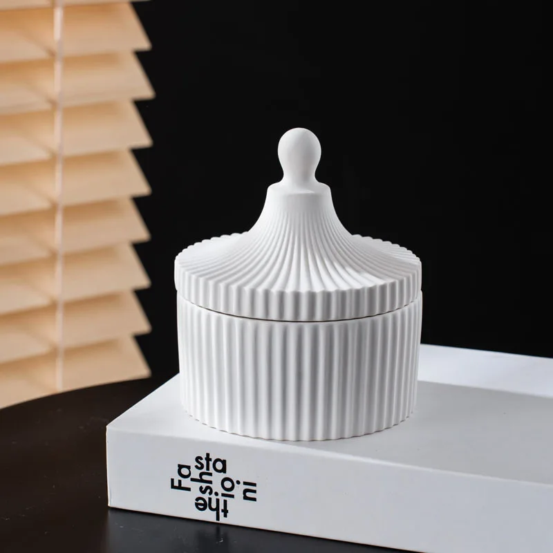 Stripe Candle Cup Silicone Mold Creative DIY Concrete Storage Tank Mold Home Jewelry Box Mold Gypsum Cement Resin Tray Molds