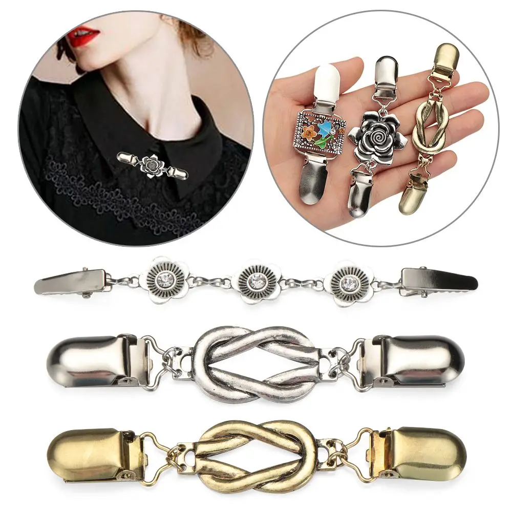 Winter Charm Gift Flower New Retro Rhinestone Shawl Brooch Sweater Blouse Pin Cardigan Clip Duck Clip Clasps