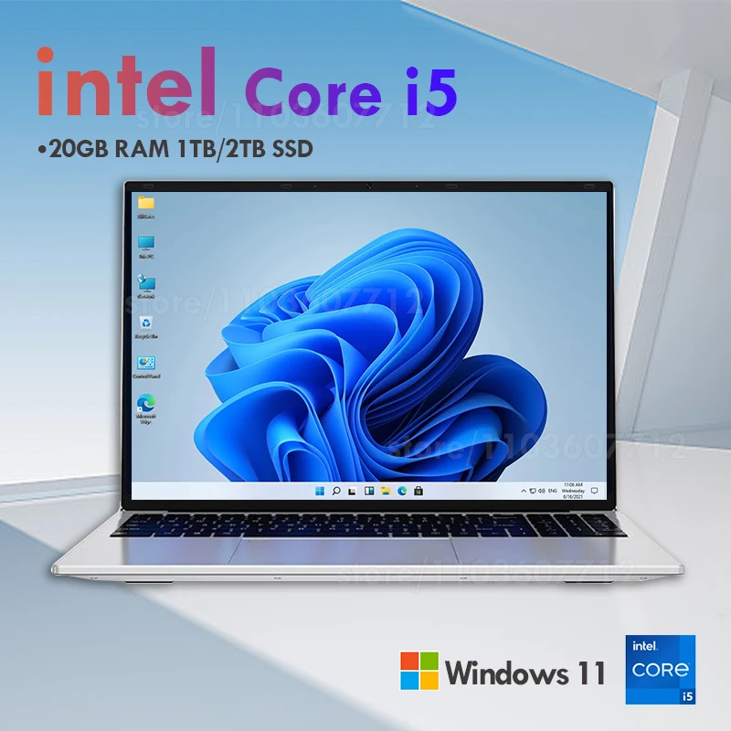 14.1″ Portable Gaming Laptop Intel Core i5 7300U 20GB DDR4 1TB 2TB SSD Notebook Windows 11 Pro Office Study Laptop Computer PC