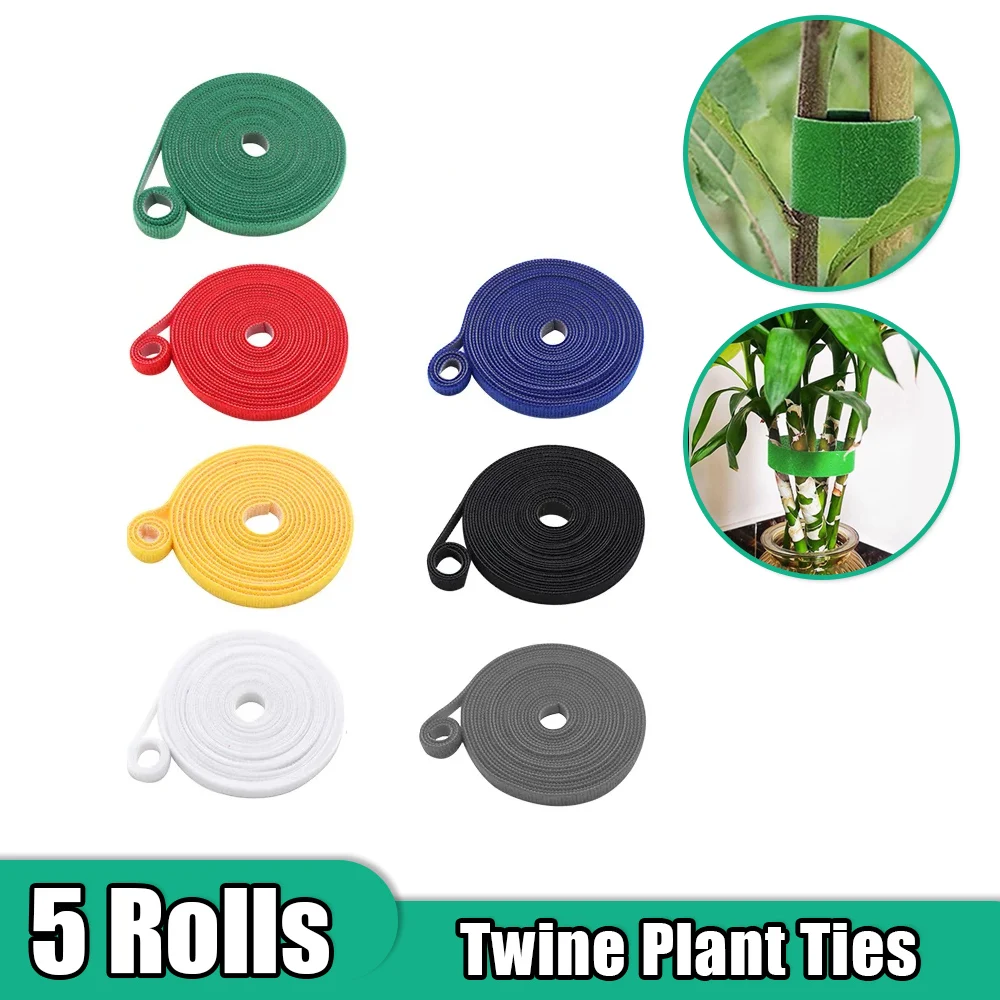 5Rolls Nylon Plant Ties Resealable Cable Ties Self Adhesive Plant Fastener Tape For Support Grape Vines Tomato Garden Supplies