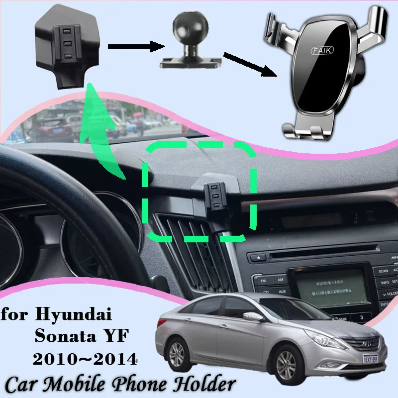 Car Mobile Phone Holder for Hyundai Sonata YF 2010~2014  Air Vent Car Mount Cellphone Bracket Gravity Stand Sticker Accessories