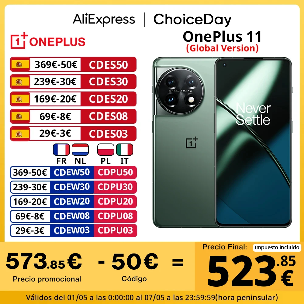 Global Version OnePlus 11 5G Smartphone Snapdragon 8 Gen 2 6.7″ 120Hz AMOLED 100W SUPERVOOC Hasselblad 50MP Camera NFC Mobile