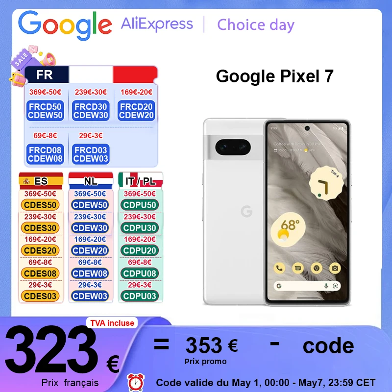 Google Pixel 7 5G Smartphone 8GB 128GB / 256GB Google Tensor G2 Octa Core  6.3″ 90Hz Screen  50MP  IP68 dust/water Resistant NFC