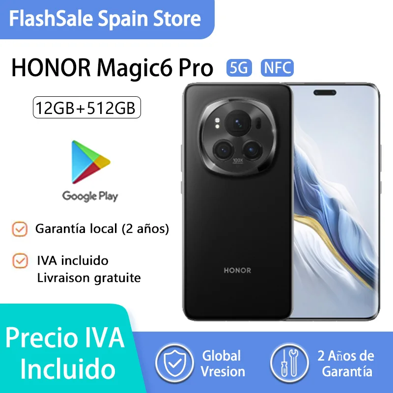 Honor Magic6 Pro 5G NFC Smartphones,Snapdragon 8 Gen 3,180MP Peripheral Telephoto Camera,5600mAh,Supports Wireless Charging,Global Version