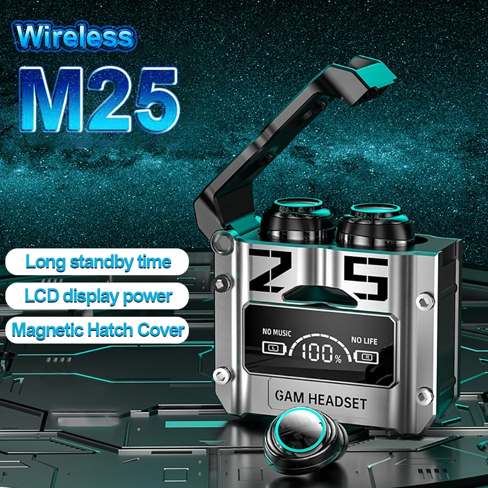 Origina M25 Bluetooth 5.3 Wireless TWS Headphones Slide HD Call Headset with Microphone Music Sports Noise Canceling Earphone