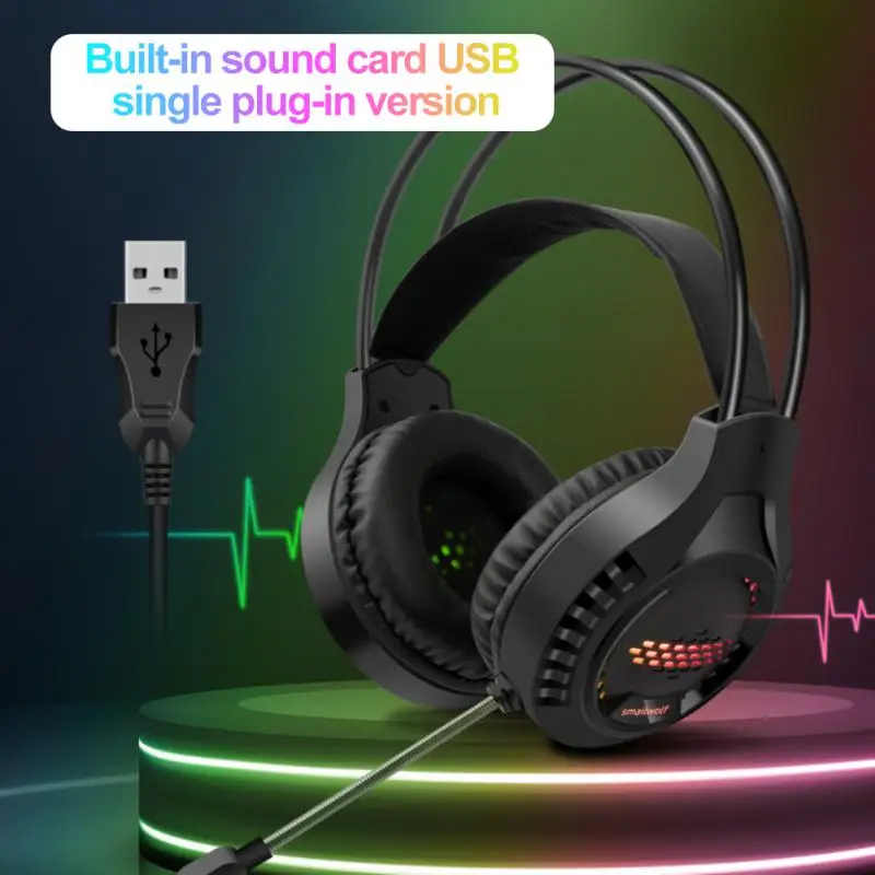 Wired Earphones 3.5mm Noise-reducing Stereo Breathing Light With Microphone Consumer Electronics Head-mounted Earbuds Colorful