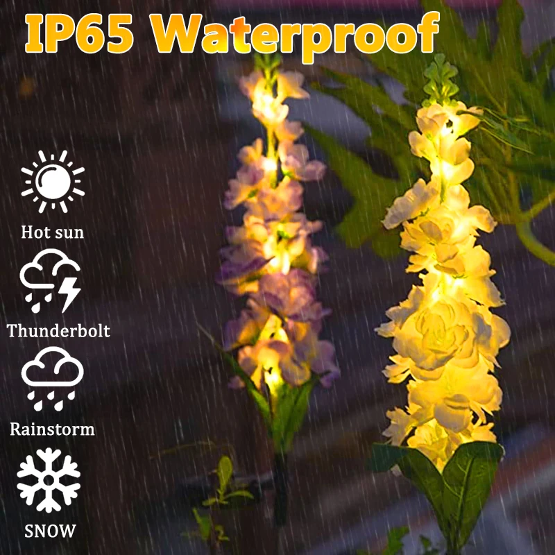 1pc LEDSolar Light Garden Flower Light Jacinto Solar Powered Night Light for Home Yard Lawn Path Decoration Orchid Lily Lamp