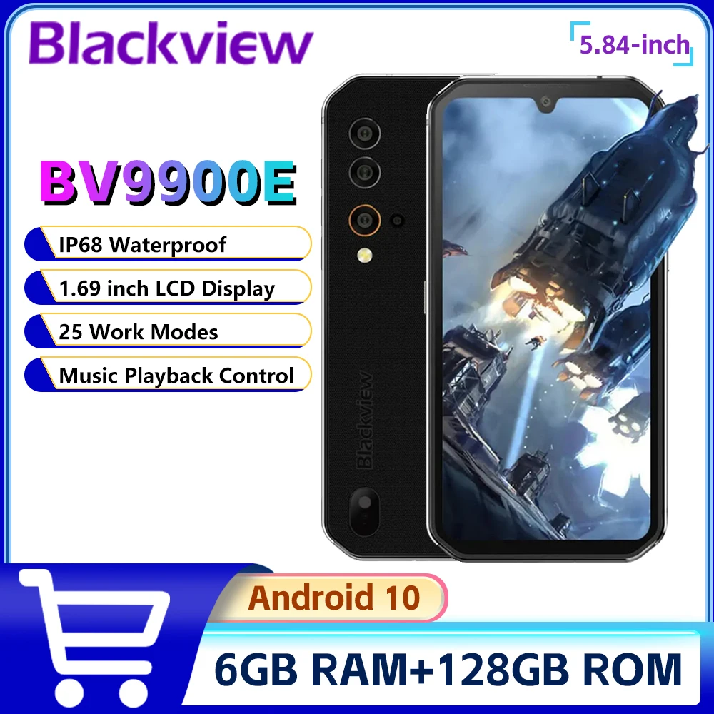 Blackview BV9900E 6GB 128GB IP68 Waterproof Smartphone 5.84” Helio P90 Octa Core 48MP Android 10.0 Rugged Mobile Phone 4380mAh
