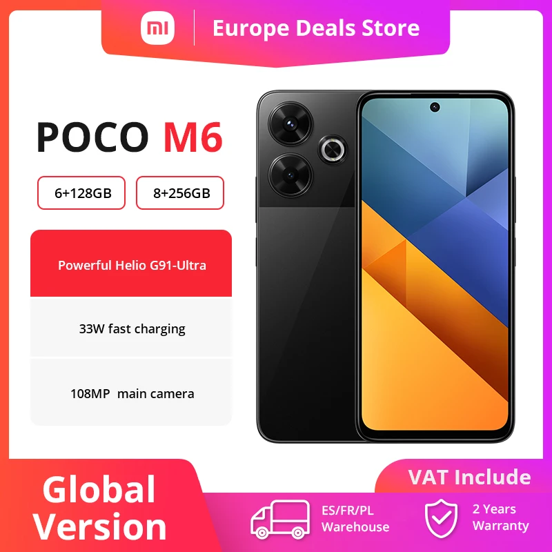 Global Version POCO M6 Smartphone Helio G91 Ultra 108MP Pro-Grade Main Camera 33W Fast Charging 5030mAh Battery