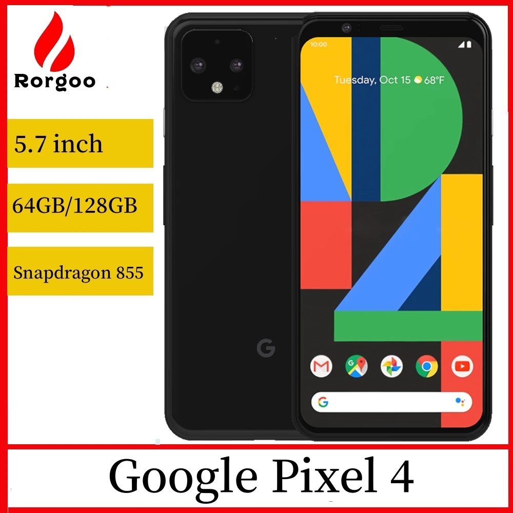Google Pixel 4 4G Original LTE Mobile Phone 5.7″ 6GB RAM 64GB/128GB ROM NFC CellPhone 12MP+16MP Octa Core Android SmartPhone