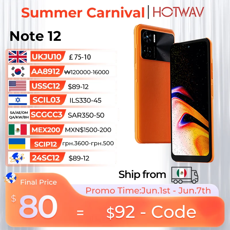 HOTWAV Note 12 Cell Phones 6.8” HD+ Android 13 OS 8+128GB 48MP Triple Camera NFC Google Pay 6180mAh 20W Fast Charge Smartphone