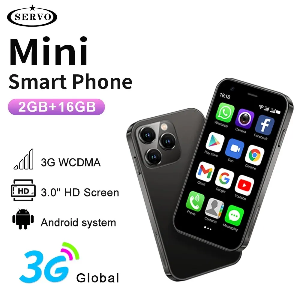 SERVO Mini Smart Phone Pure Android System 3.0” Display WCDMA Dual SIM Card WiFi Hotspot GPS 2GB /16GB Pocket Smartphone Type-C