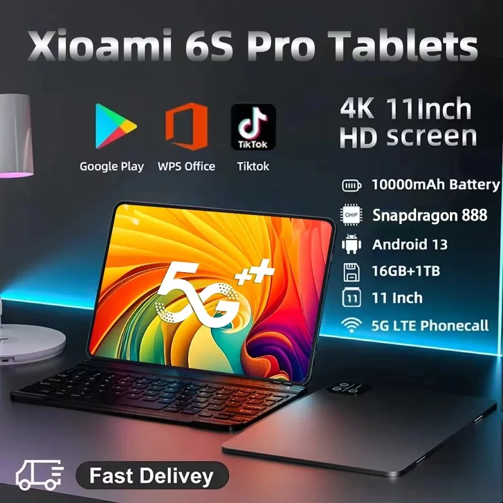2024 Global Version Original Pad 6S Pro Tablet 11inch  HD 4K Android 13 16GB+1T 10000mAh 5G Dual SIM Bluetooth WiFi GPS Tablet