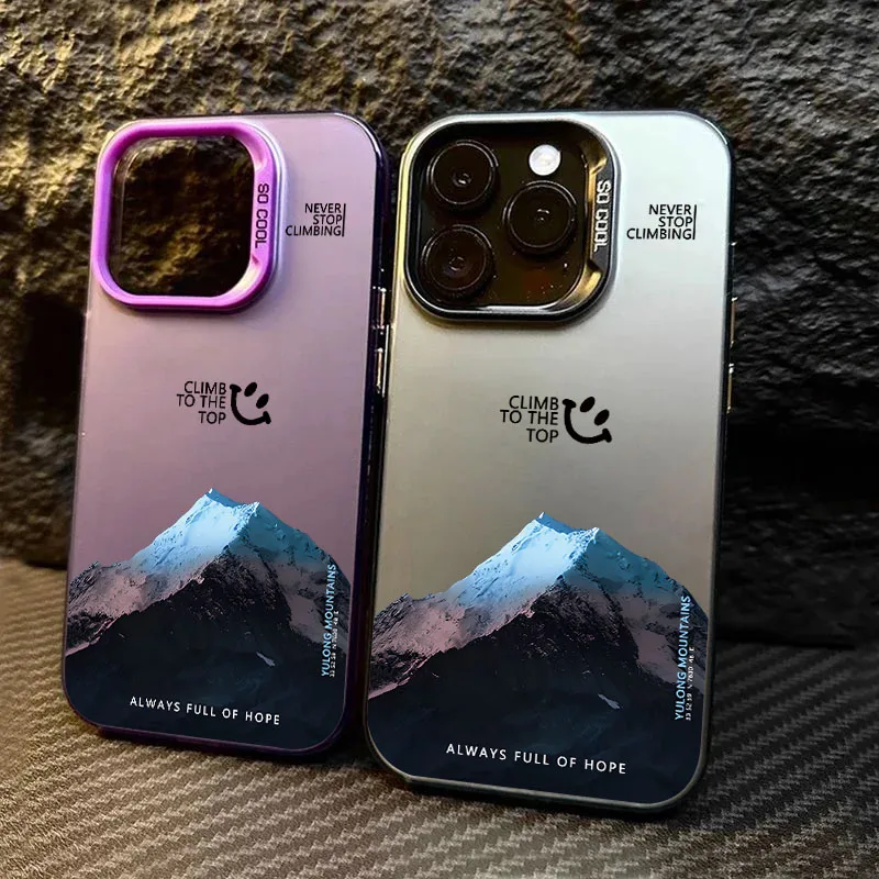 Landscape snow mountain illustration Case For iPhone 13 14 12 11 15 Pro Max 14 Plus Phone Cases Shockproof Silicone Soft Back Co