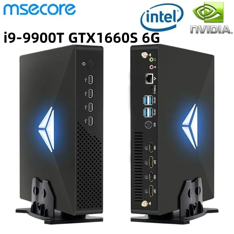 MSECORE MV200 Intel Core i9-9900T GTX1660S 6GB Dedicated Card Game Mini PC Windows 11 Desktop Computer NVME SSD 2*DDR4 4K wifi6