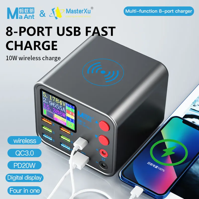 MaAnt Dianba 1 Multi-Function 8-Port PD Rapid Fast Charger Mobile Phone Current Data Line Detection Wireless Charing
