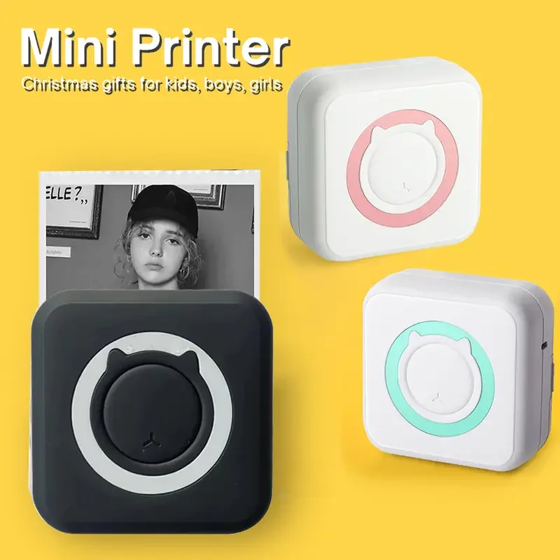 Portable Mini Thermal Printer Wirelessly BT 203dpi Photo Label Memo Wrong Question Printing With USB Cable Imprimante Portable