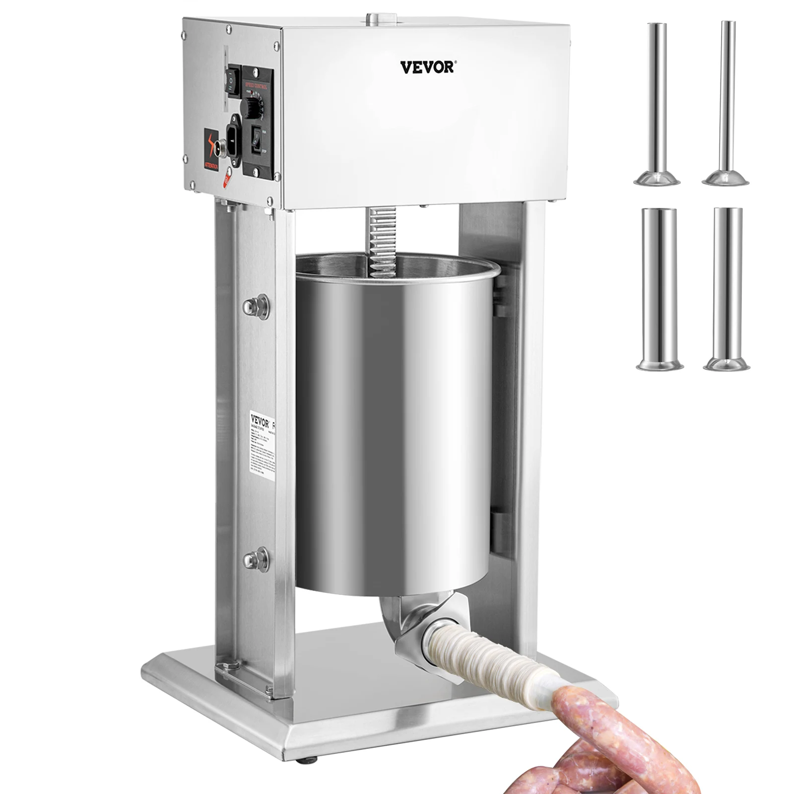 VEVOR 10L 15L Electric Stuffer,Vertical Sausage Stuffer w/Speed Stepless,304 Stainless Steel Sausage Machine w/4 Stuffing Tubes