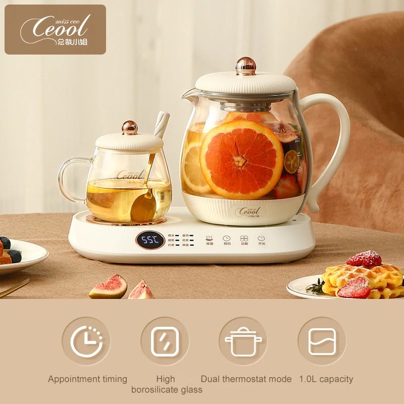 New Good 1/0.25L Multi functional High Boron Heat Water Coffee Tea Timed Pot Electric Kettle Double Pot  Home Office Gift