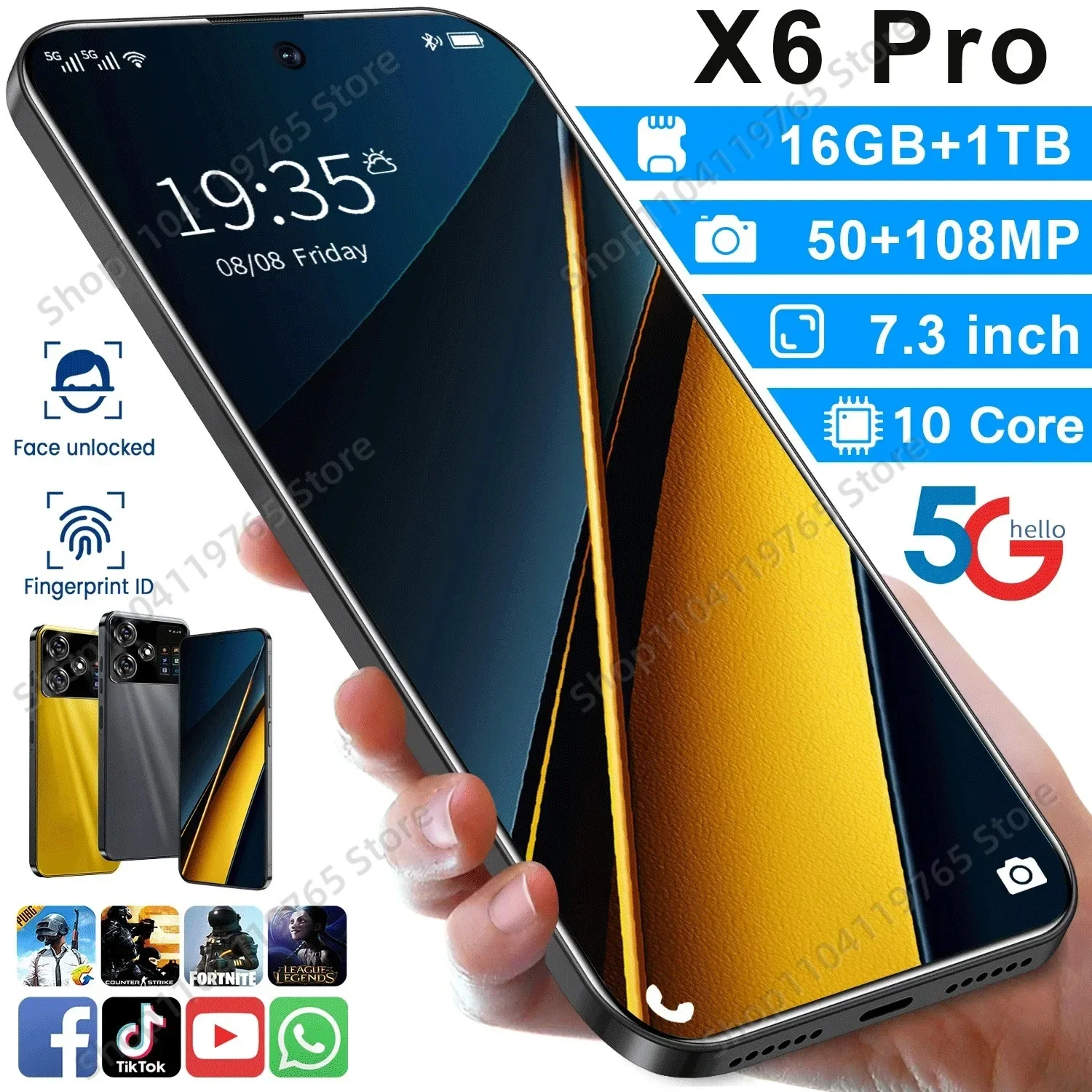 2024 New Original X6Pro Smartphone Global Version 16G+1TB 5G Dual SIM Xioami Cellphone Android Unlocked Mobile Phone Celular NFC