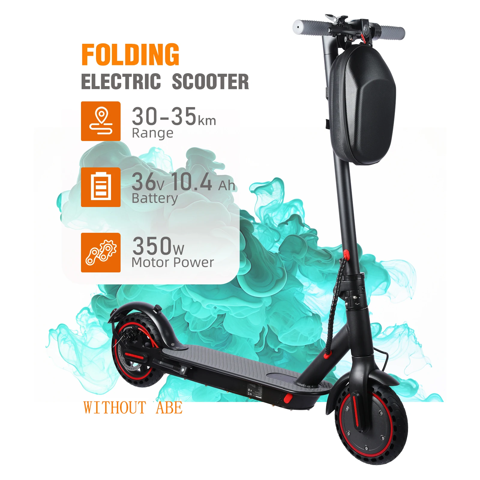 Black 350W Foldable Electric Scooter with Bag for Adults