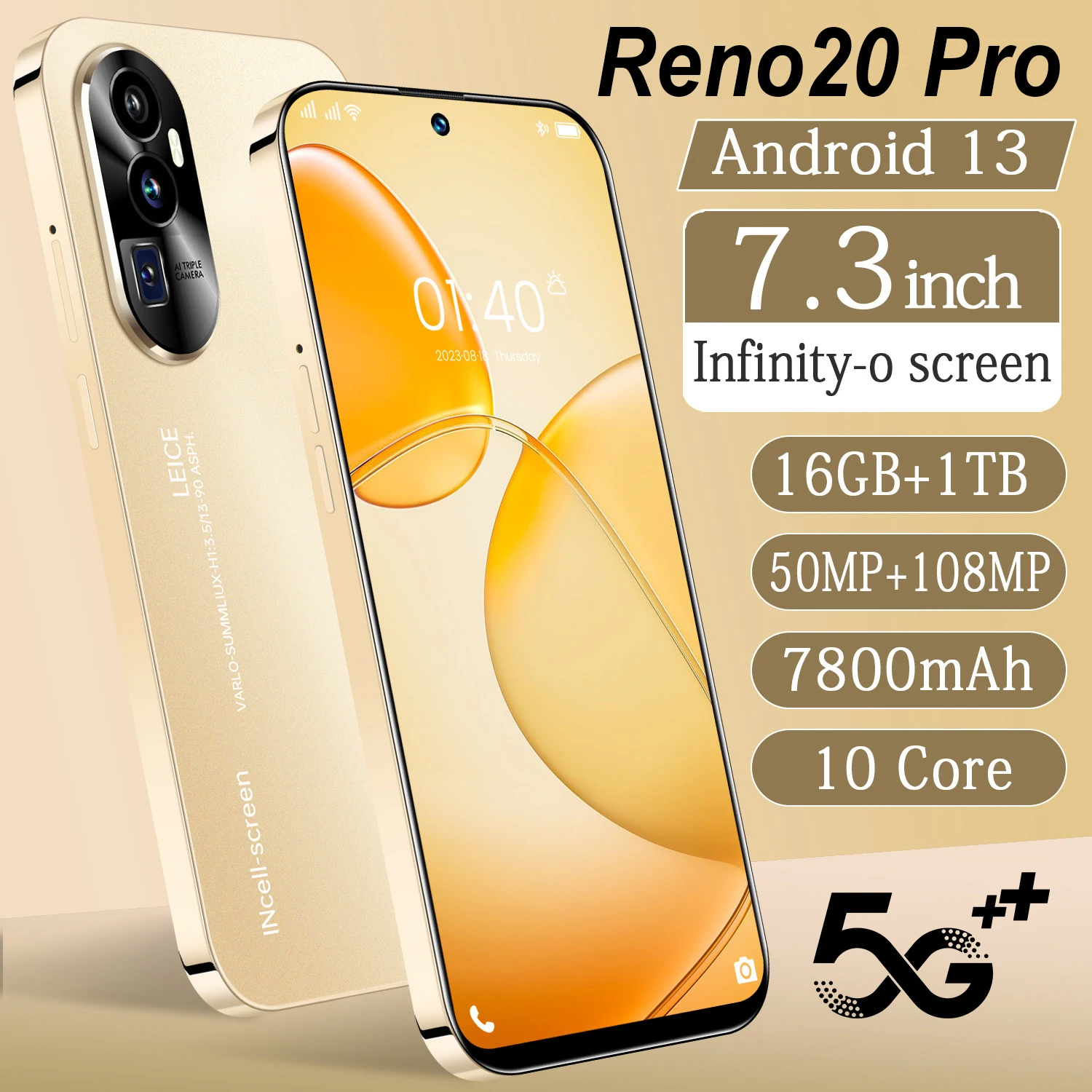 2025 NEW Band Reno 20 Pro 5G SmartPhone Octa Core Snapdragon 16+1TB 7.3