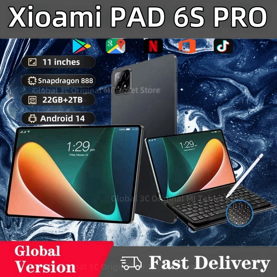 2025 New Original Xioami Pad 6S Pro Tablet 11inch HD 4K Android 14 16GB+1T 20000mAh 5G Dual SIM Phone Call WiFi GPS Tablet