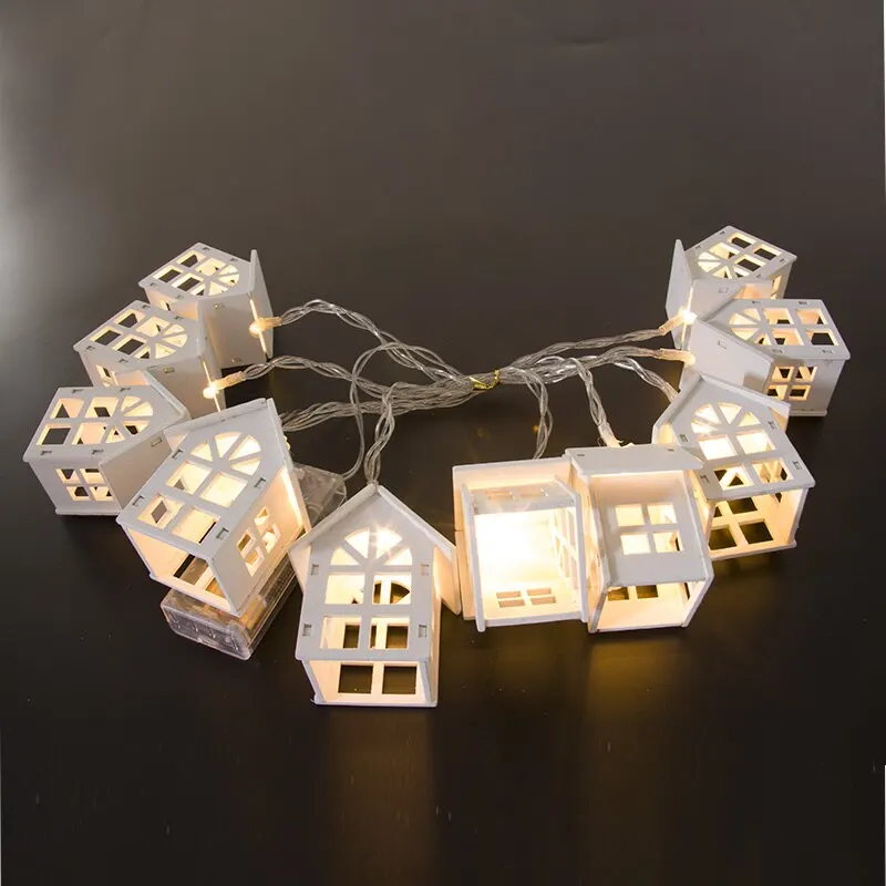 2M Fairy Wood House LED Light String Garland Xmas Party Christmas Decoration Navidad Kerst Noel New Year 2024 Home Lamps