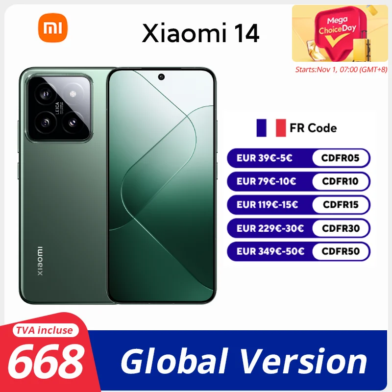 Glaobal Version Xiaomi 14 Snapdragon® 8 Gen 3 Smartphone 1.5K 6.36