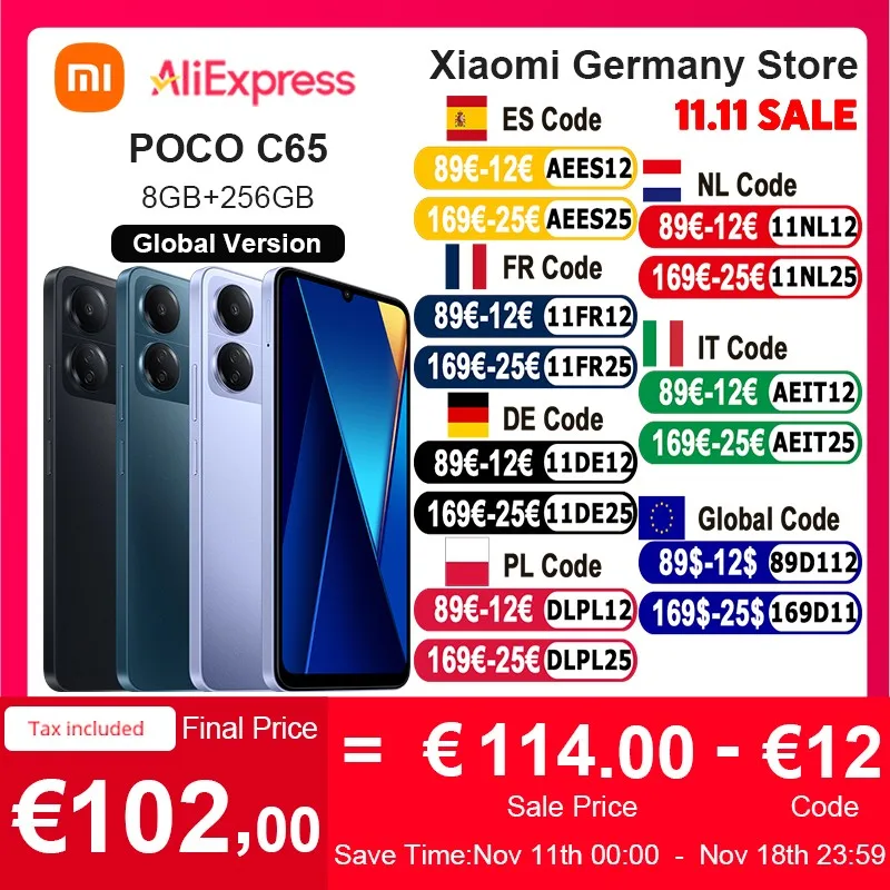 Global Version POCO C65 Smartphone MTK Helio G85 NFC 6.74