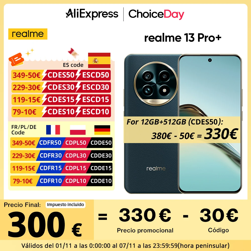 Global Version realme 13 Pro Plus 5G Smartphone Snapdragon 7s Gen 2 120Hz Curved Vision Display 80W SUPERVOOC Charge AI Imaging