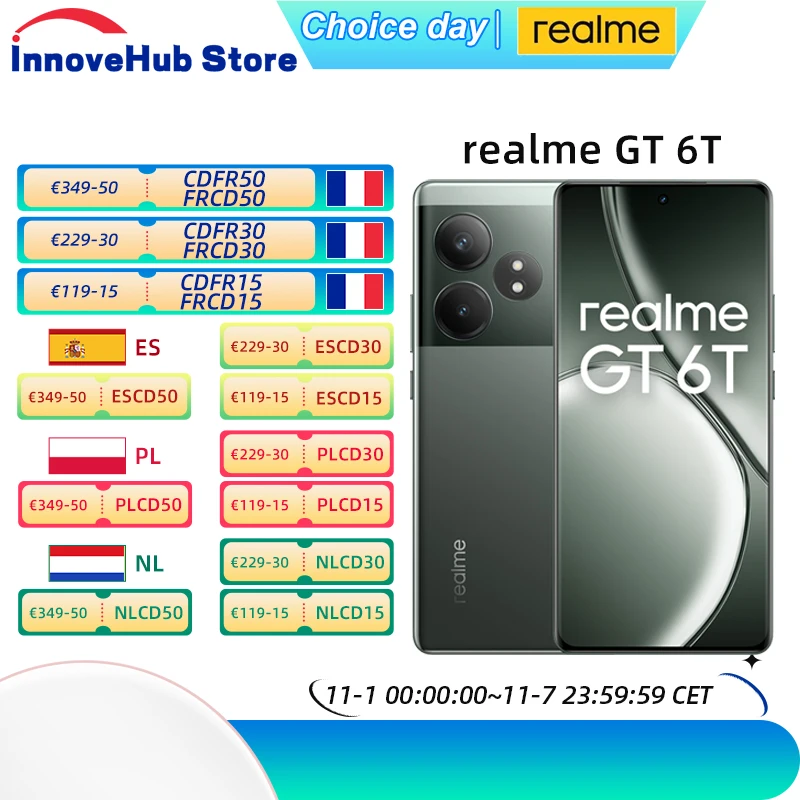 Global Version realme GT 6T GT6T smartphones 5G Android  Snapdragon 7+ Gen 3 120W SUPERVOOC Charge 5500 mAh Battery