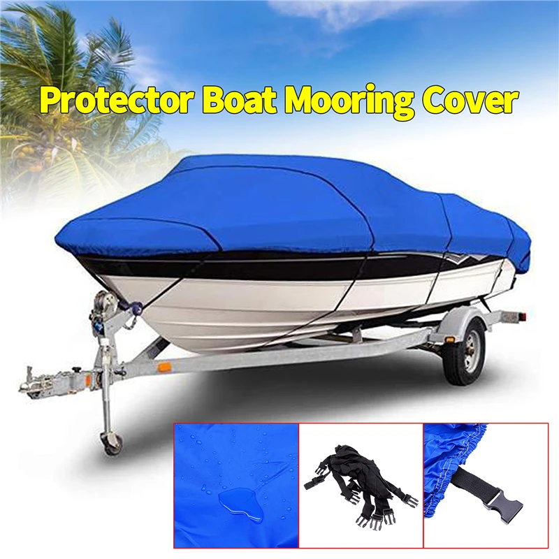 Heavy Duty Fishing Ski Boat Cover for 11-13′ 14-16′ 17-19′ 20-22′ V-Hull Waterproof  Sunproof UV Protector Boat Mooring Cover