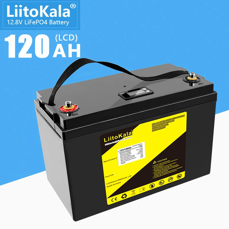 LiitoKala 12.8V 120Ah 100Ah 90Ah LiFePO4 Battery Up to 4000 Deep Cycles with Built-in 100A BMS, for Motor, Solar System