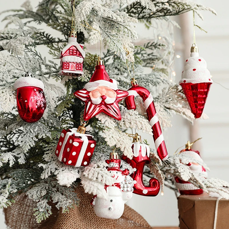 Red Christmas Tree Pendants Elk Snowman Santa Christmas Gifts Xmas New Year Decor Ornament Christmas Party Decor For Home 2024