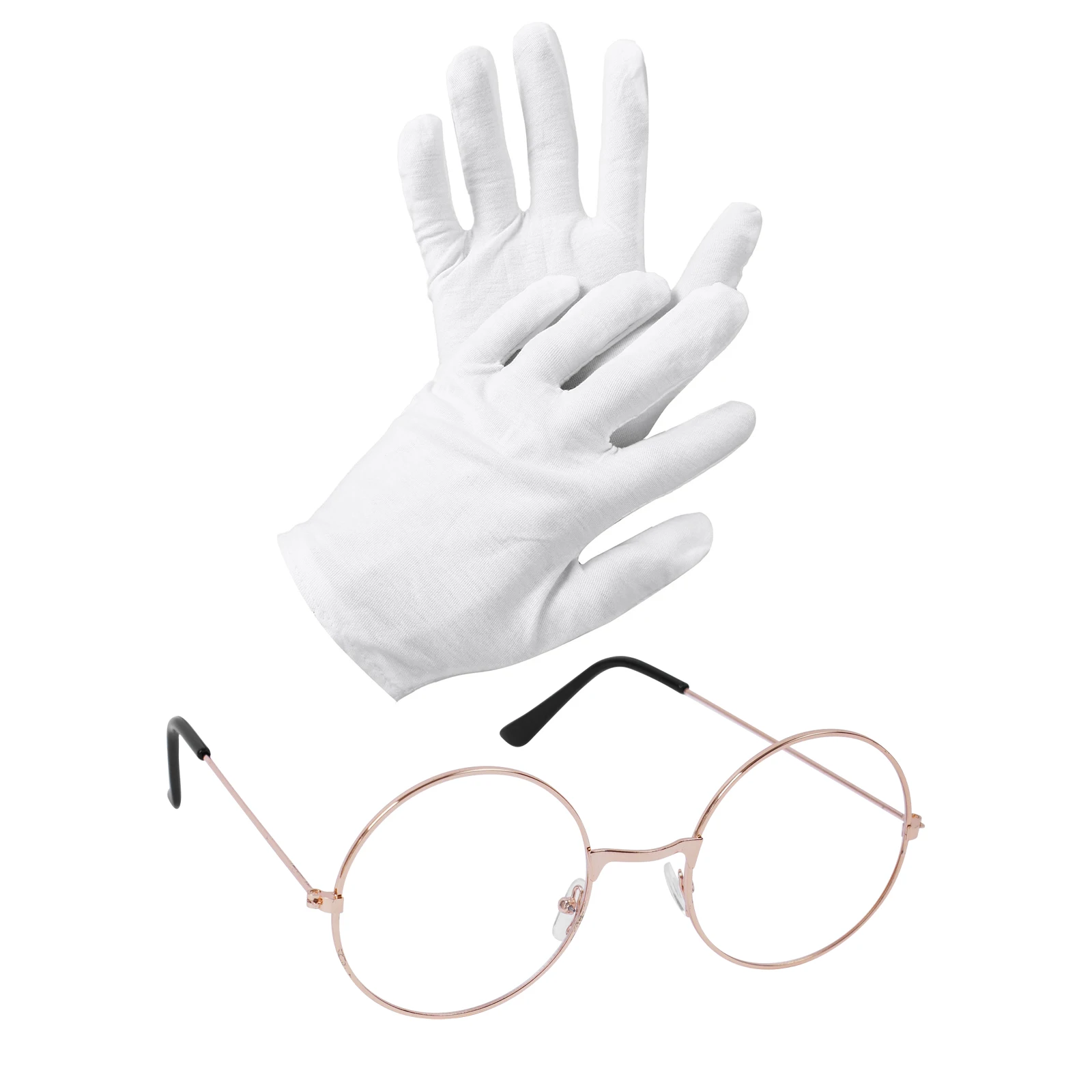 Santa Claus Glasses Matching Flat Glasses with White Gloves Christmas Party Cosplay Exquisite Accessories Stage Performance Prop