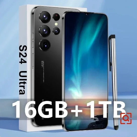 Smartphone S24 Ultra 6.8 HD 16 Go + 1 To 5G Débloqué, Téléphone Portable, Android, 72MP, 6800mAh, Touriste, Sim