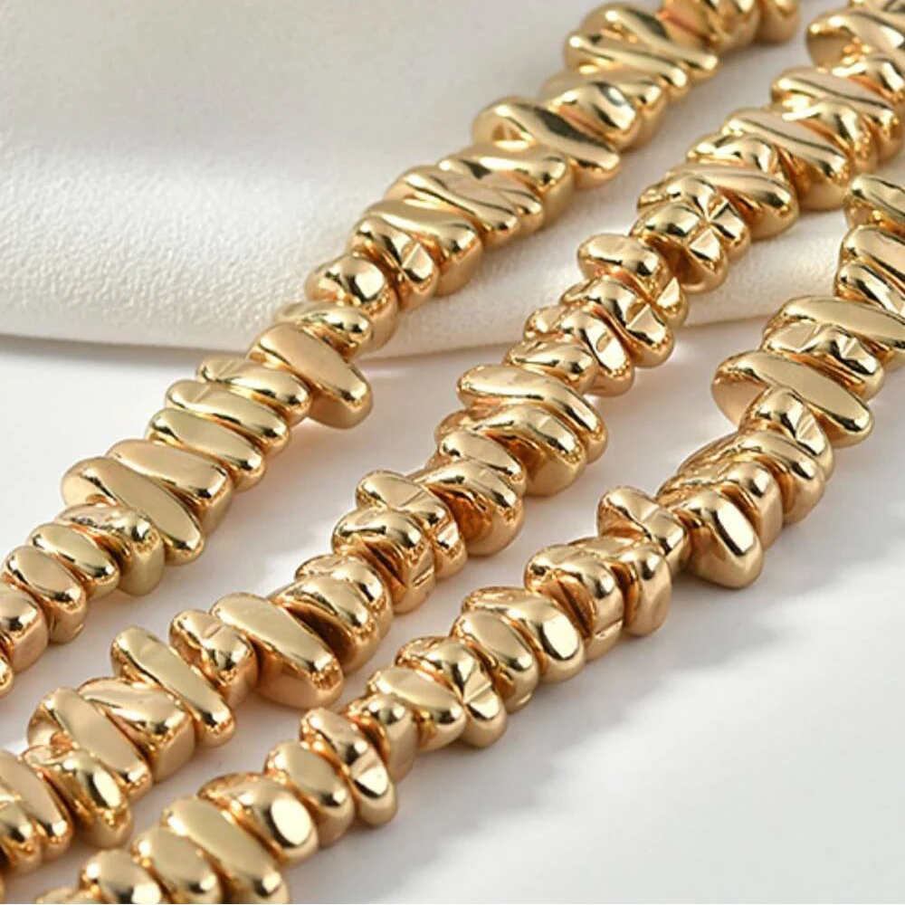 14K Gold Plated Natural Hematite Irregular Shape Loose Spacer Beads for Jewelry Making DIY Gorgeous Bracelets Necklace Earrings