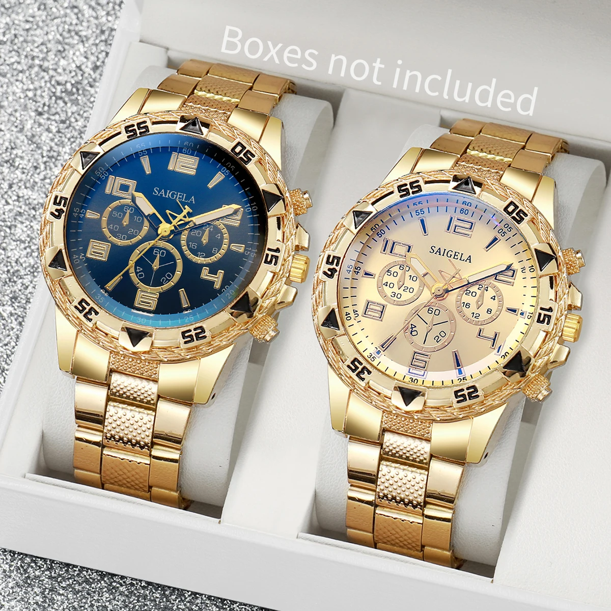 2pcs/set Men Business Watches Fashion Arabic Dial Steel Band Male’s Quartz Watch Set (Without Box）