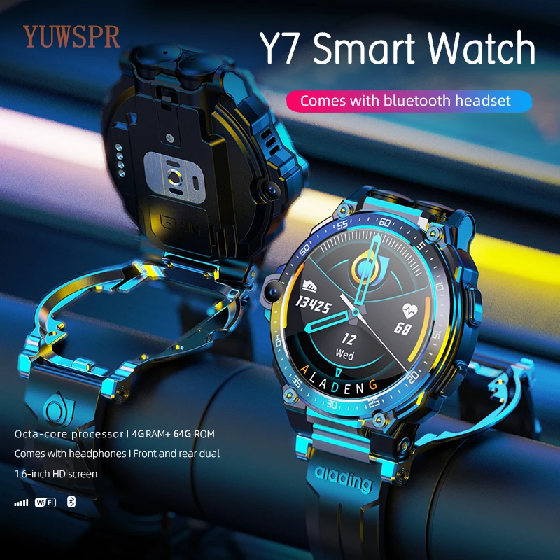 4GB+64GB Smart Phone Watch In-built Headset GPS WiFi Positioning HR&BP ECG Healthy Monitor Music Video Player Smartwatch Y7 - Image 3