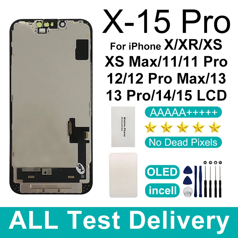 AAA++ OLED For iPhone 13 Pro Max LCD 12 Mini 13 Display Digitizer Touch Screen INCELL For iPhone 12 Pro Max 14 Plus 15 Pro LCD X