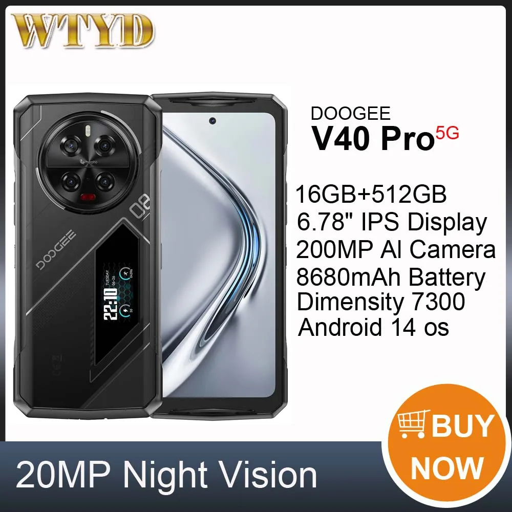 DOOGEE V40 Pro Rugged Phone 16GB+512GB Night Vision 6.78