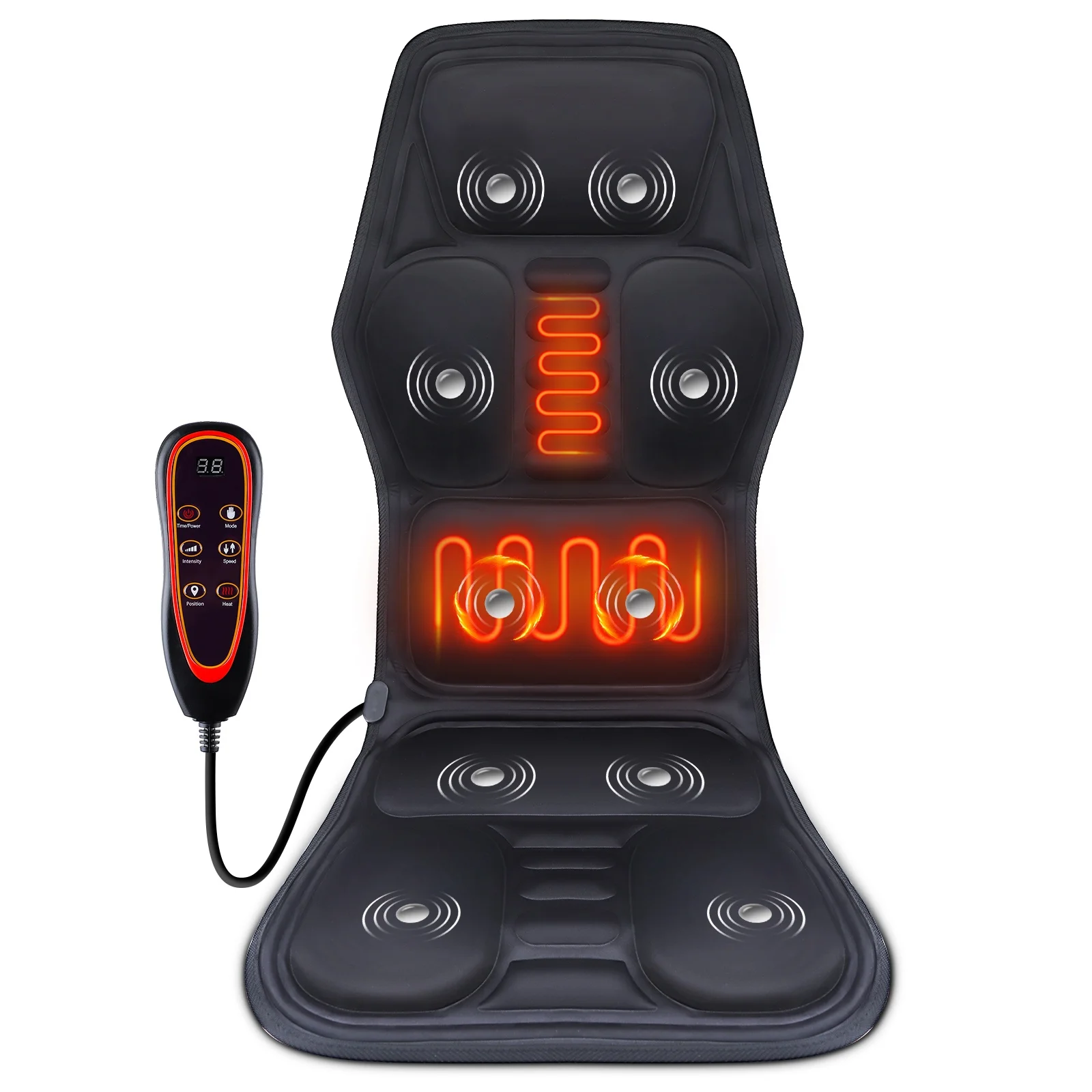 Electric Heating Back Massage Chair for Car Chair Home Office Lumbar Pain Relief Vibration Cushion Shoulder Back Massage Mat
