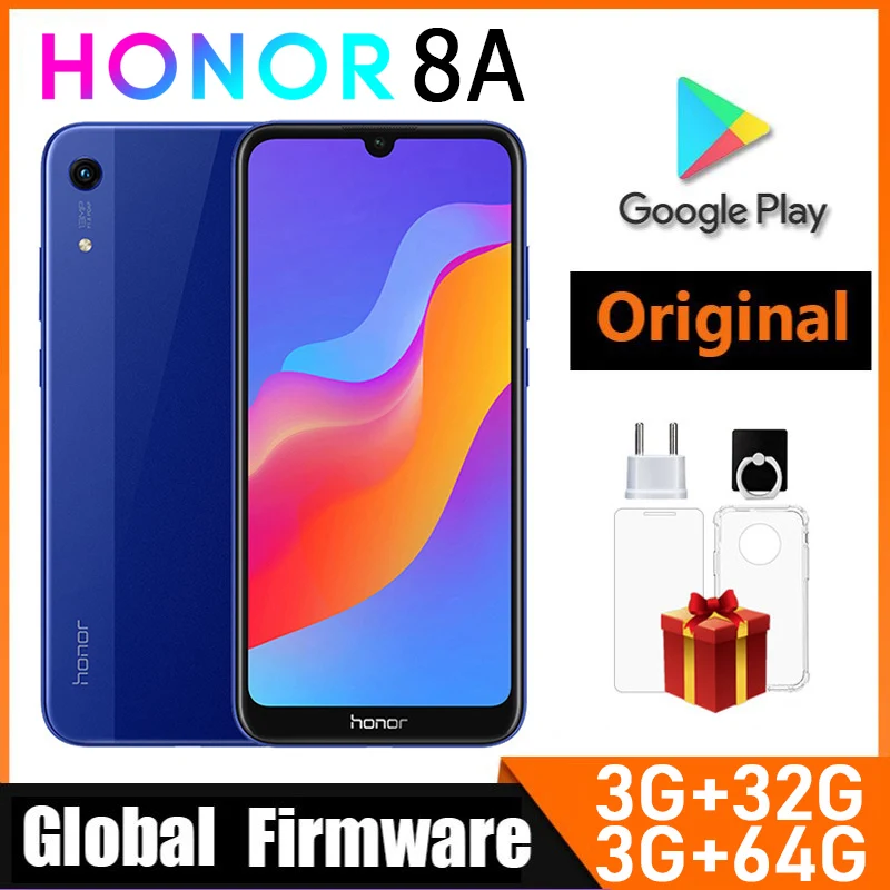 HONOR 8A smartphone global firmware CPU MediaTek Helio P35 camera 13MP 3020mAh battery used phone