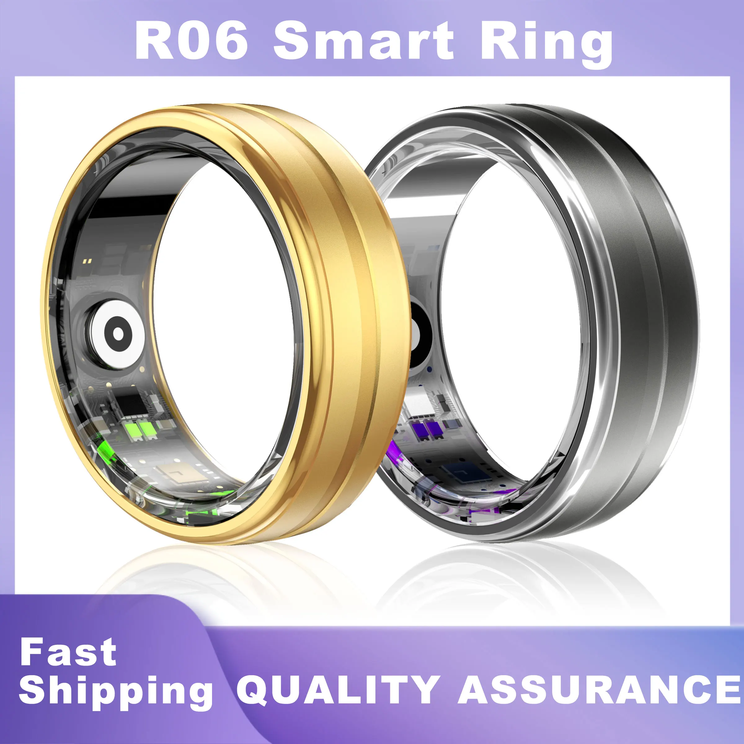 Smart Rings R06 Men Women Blood Oxygen Heart Rate Multipe Sport Mode Sleep Monitoring IP68 Waterproof Titanium Steel Finger Ring