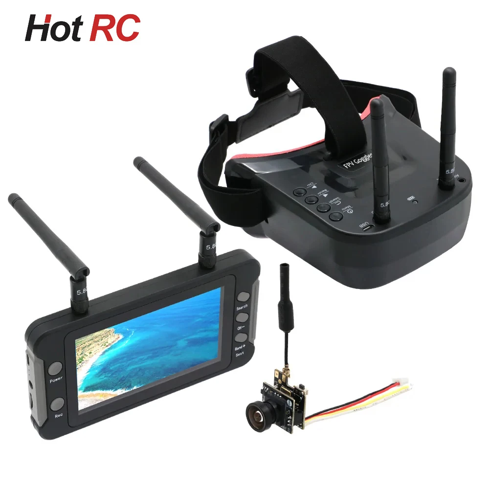 5.8G 40CH Dual Antennas FPV Goggles Monitor Video Glasses Headset HD W/ 5.8G 25mW transmitter fpv camera + Osd for Racing Drone